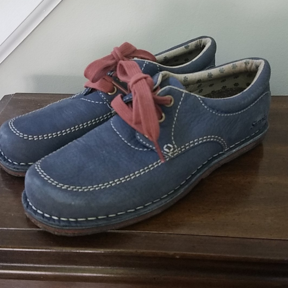 Simple Blue/Grey Leather Lace Up Shoes